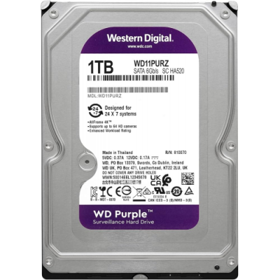 WD PURPLE, WD11PURZ, 3.5" 1TB, 64Mb, 5400 Rpm, 7/24 Güvenlik, HDD (Türkiye Distribütörü Garantili)